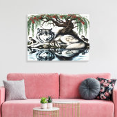 Serene Wolf Familie Oase in Idyllische Natuur 24x1 Canvas Afdruk (Insitu (Woonkamer))