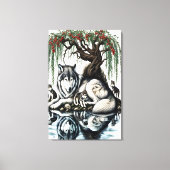 Serene Wolf Familie Oase in Idyllische Natuur 24x3 Canvas Afdruk (Voorkant)