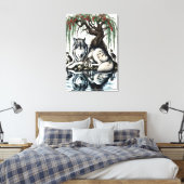 Serene Wolf Familie Oase in Idyllische Natuur 24x3 Canvas Afdruk (Insitu (Slaapkamer))