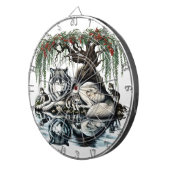 Serene Wolf Familie Oase in Idyllische Natuur Dartbord (Voorkant Rechts)