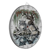 Serene Wolf Familie Oase in Idyllische Natuur Dartbord (Voorkant Links)