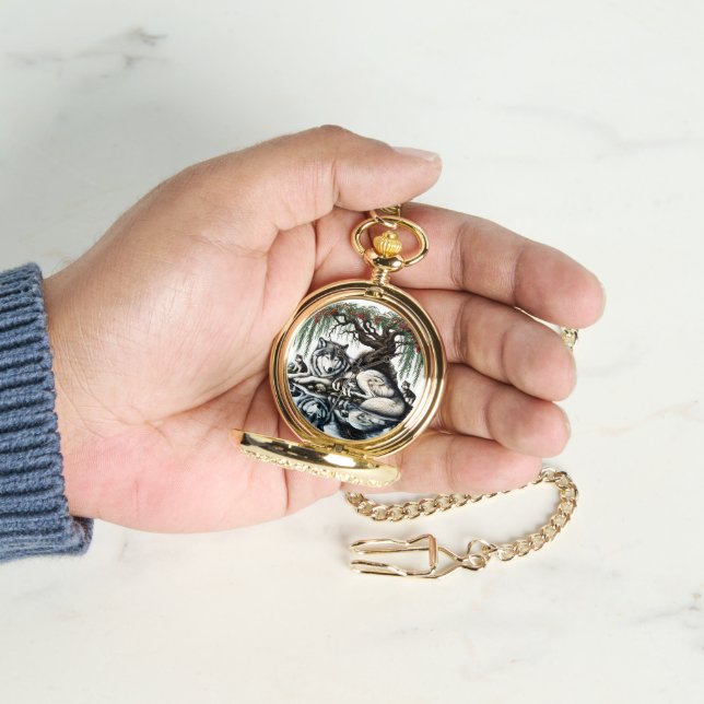 Serene Wolf Familie Oase in Idyllische Natuur Horloge (Hand)