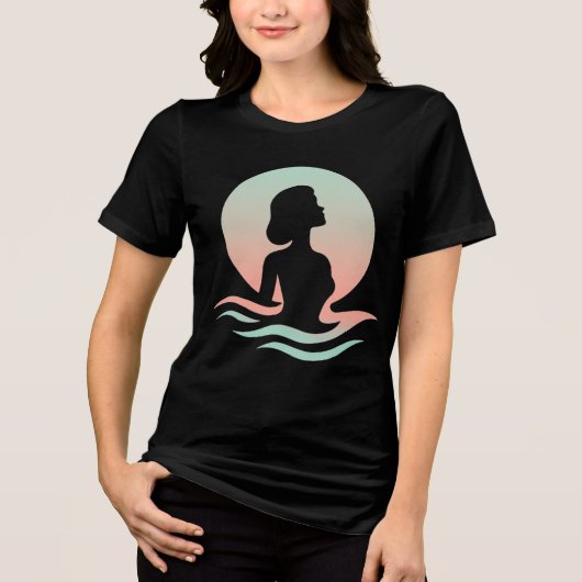 Serene Woman Silhouette in Pastel Waves Tri-Blend Shirt (Voorkant)