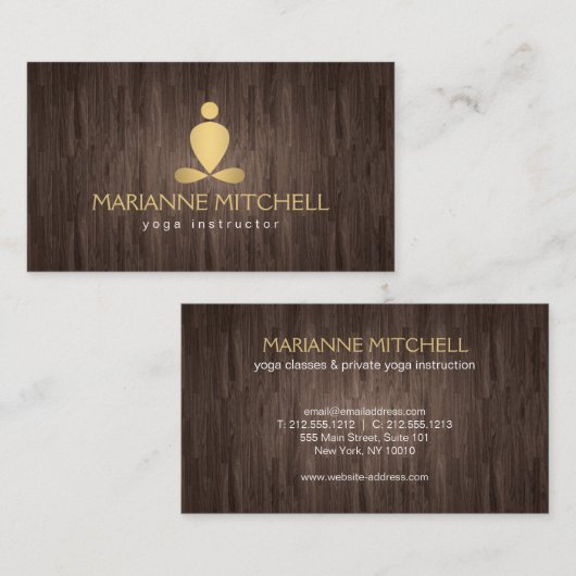 Serene Yoga, Meditatie, Zen Wood Look Visitekaartje (Voorkant / Achterkant)