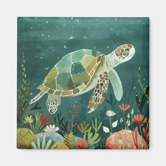 Serene Zeeen schildpad: onderwater oase Magneet (Voorkant)