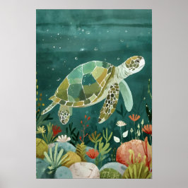 Serene Zeeen schildpad: onderwater oase Poster