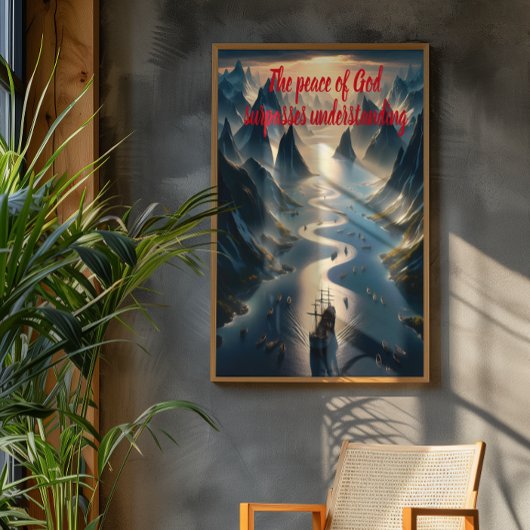 Serene Zeil: boot, water, bergen Poster