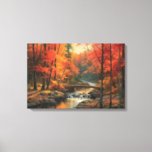 Serene zonsondergang in Herfst Japans Bos Fine Art Canvas Afdruk (Voorkant)