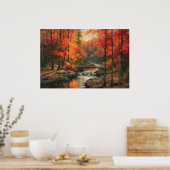Serene zonsondergang in Herfst Japans Bos Fine Art Poster (Keuken)