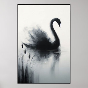 Serene zwaan in stille wateren poster