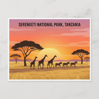 Serengeti Nationaal Park Zonsondergang Reisansicht Briefkaart