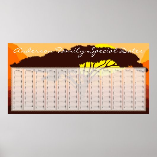 Serengeti Parapluie Affiche Calendrier d'anniversa (Devant)
