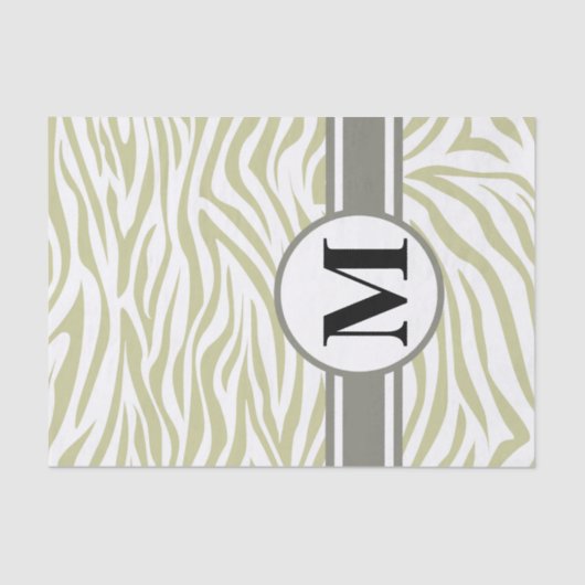 Serengeti Safari Zebra met monogram Tissuepapier (Voorkant)
