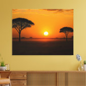 Serengeti Sonnenuntergang über der Graslandschaft Canvas Afdruk (Insitu (Woonkamer))