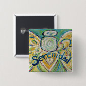 Serenidad Angel Art Button Pin Pendant (Square) (Voorkant /achterkant)