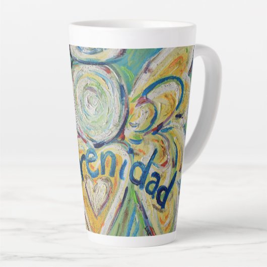 Serenidad Angel Word Art Custom Latte Mok Cup (Rechterhoek)