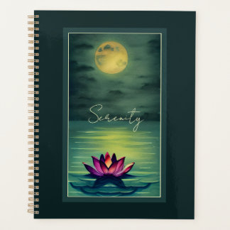 Sérénité - Belle Fleur de Lotus et une Pleine lune