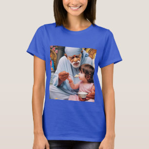 Sérénité divine : T-shirt Aquarelle Sai Baba