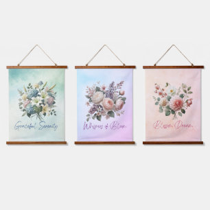 Sérénité florale : Tapisserie murale en bois 3 piè