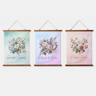 Sérénité florale : Tapisserie murale en bois 3 piè