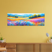 "Serenité Lavande". Breed landschap Provence Canvas Afdruk (Insitu (Woonkamer))