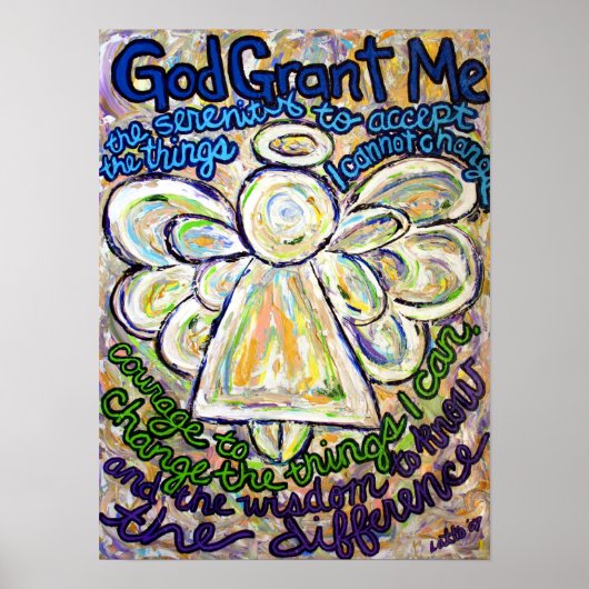 Sérénité Prière Ange Peinture Poster (Moyen) (Devant)