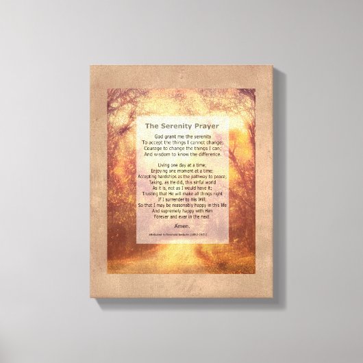 Sérénité Prière toile enveloppée art avec citation (Recto)