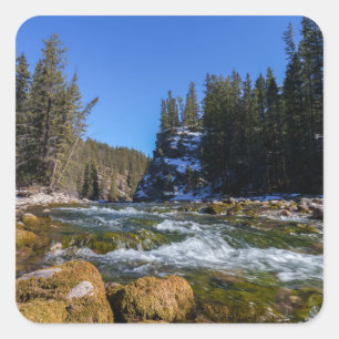 Sereniteit bij de 5e brug - Athabasca River Vierkante Sticker