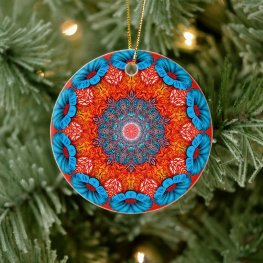 Sereniteit in Beweging: Radiant Mandala Keramisch Ornament (Boom)