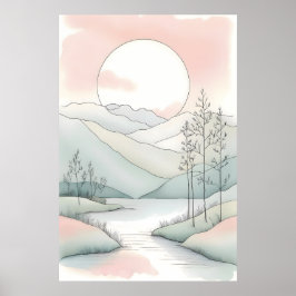 Sereniteit in eenvoud - Minimalistische pastelkuns Poster