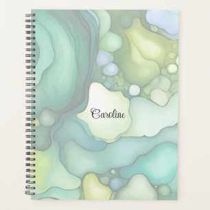 Sereniteit in groene Abstracte vloeiende vormen Planner