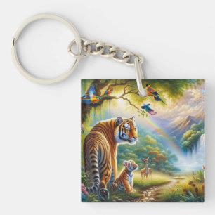 Sereniteit in het Enchanted Forest schilderij Sleutelhanger