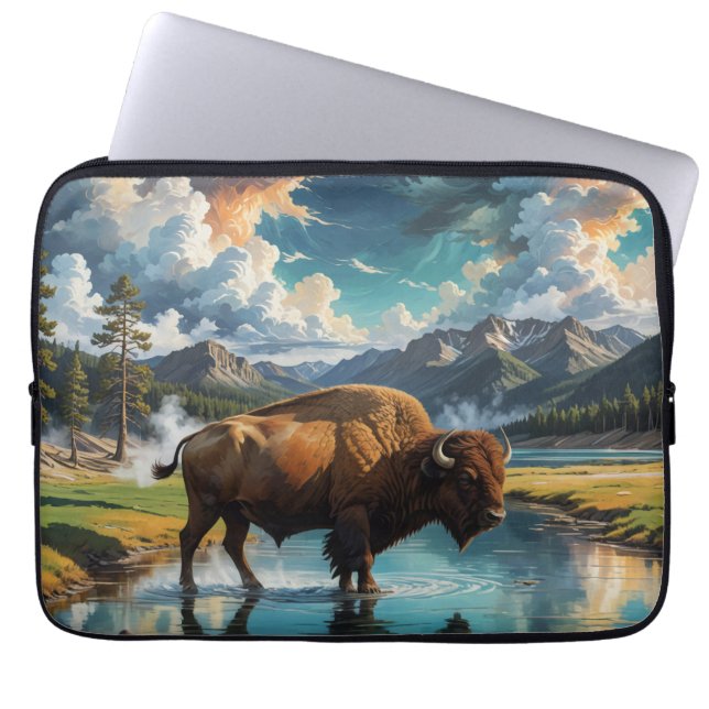 Sereniteit in het wild - Buffalo Laptop Sleeve (Voorkant)