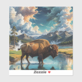 Sereniteit in het wild - Buffalo Sticker