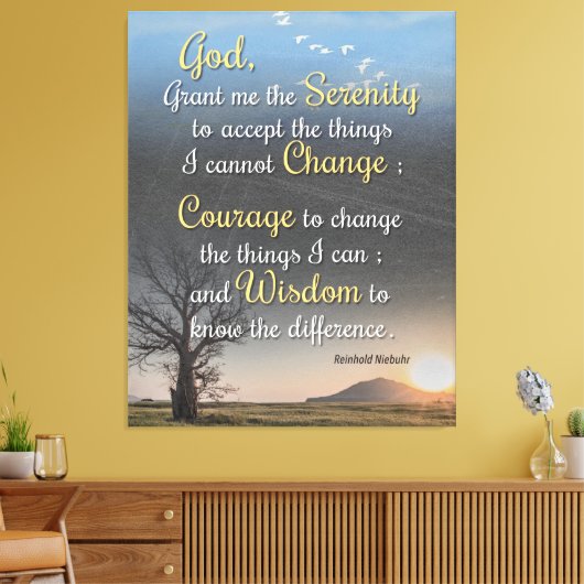 Sereniteit, moed en wijsheid canvas afdruk (Insitu (Woonkamer))