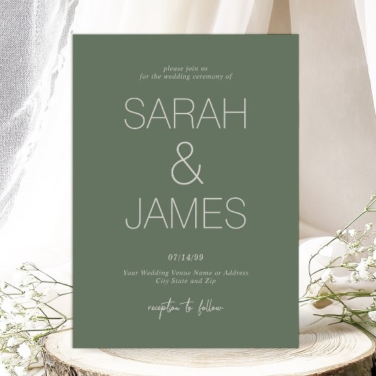 sereniteit | Schone typografie in Pine Green Weddi Kaart
