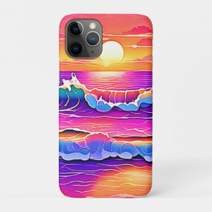 sereniteit van de retrogolf-zonsondergang iPhone 11 pro hoesje