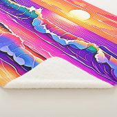 sereniteit van de retrogolf-zonsondergang sherpa deken (3/4)