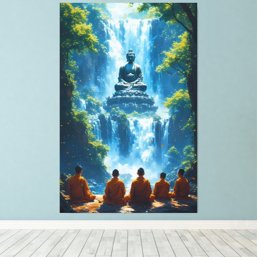 Sereniteit van de vijf monniken canvas afdruk (Insitu (Houten vloer))