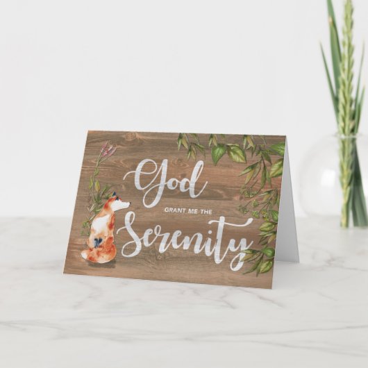 Serenity 12 Step Recovery with Fox on Wood Kaart (Voorkant)