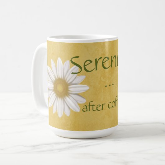 Serenity After Coffee Yellow Daisy Koffiemok (Voorkant links)