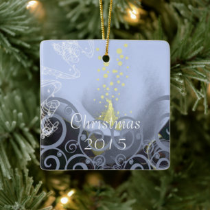 Serenity Blue Calla Lily met kerst Keramisch Ornament