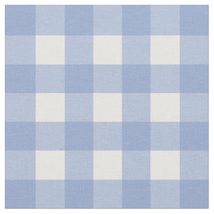 Serenity Blue en White Gingham Check Stof