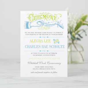 Serenity Blue Modern  Typografie Invite Kaart