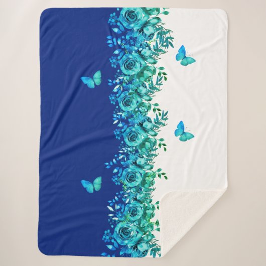 Serenity Blue Petal Sherpa Throw (Voorkant)
