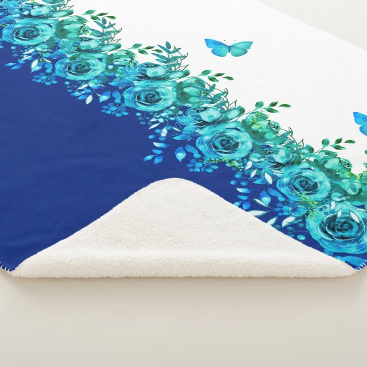 Serenity Blue Petal Sherpa Throw (3/4)