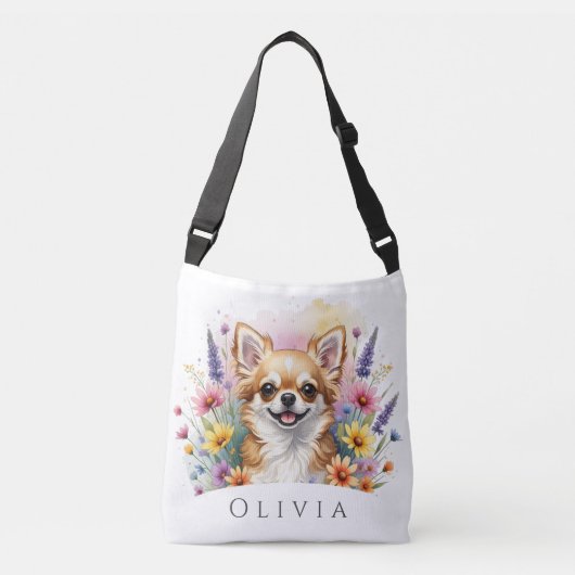Serenity Chihuahua fleurs Sac fourre-tout personna (Devant)