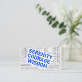 Serenity Courage Wisdom Word Collage Visitekaartje (Staand voorkant)