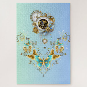 Serenity Engine – Teal Mechanische Bloem Legpuzzel