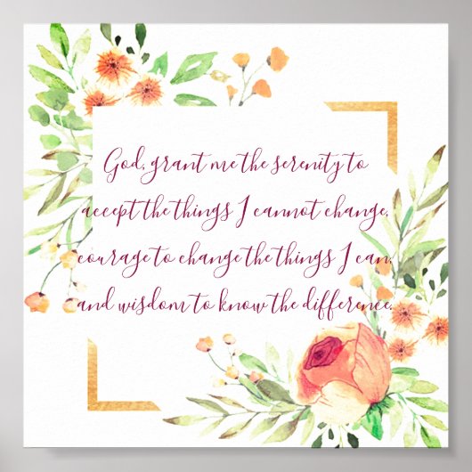 Serenity gebed floral poster (Voorkant)